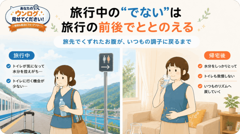 「あなたのウンログ見せてください」vol.18！旅行中、トイレが気になって水分を控えたら…。帰宅後まで続いた“出ない”不調と、戻るまでの記録
